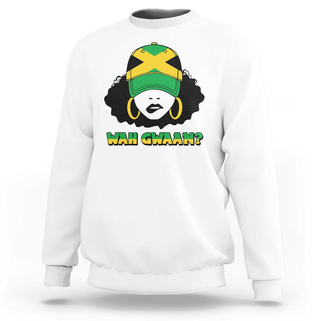 Jamaican Girl Sweatshirt Wah Gwaan Jamaica Flag - Wonder Print Shop