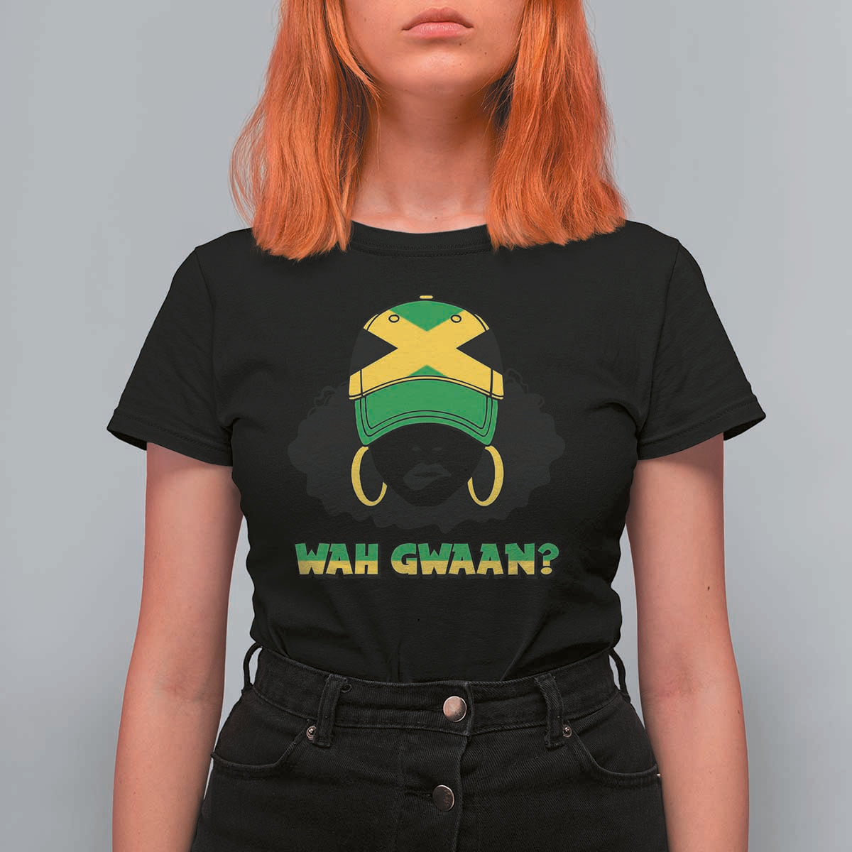 Jamaican Girl T Shirt For Women Wah Gwaan Jamaica Flag - Wonder Print Shop