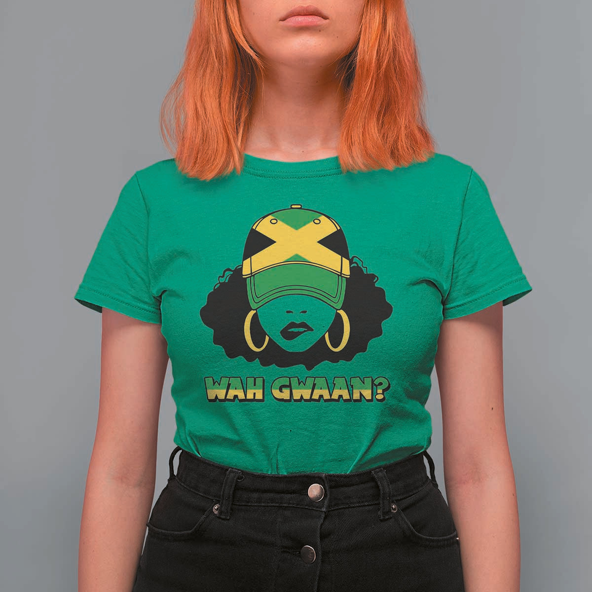 Jamaican Girl T Shirt For Women Wah Gwaan Jamaica Flag - Wonder Print Shop