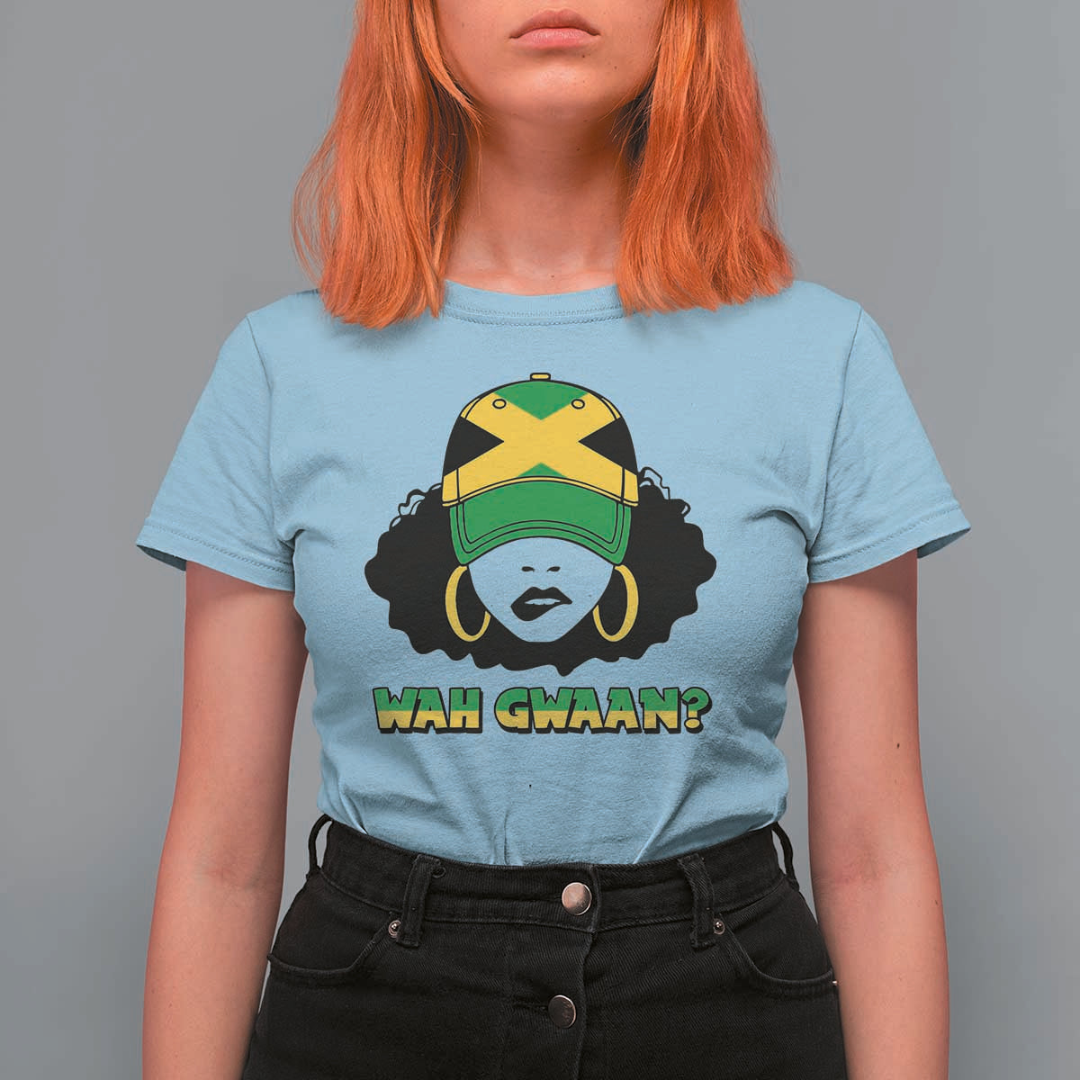Jamaican Girl T Shirt For Women Wah Gwaan Jamaica Flag - Wonder Print Shop