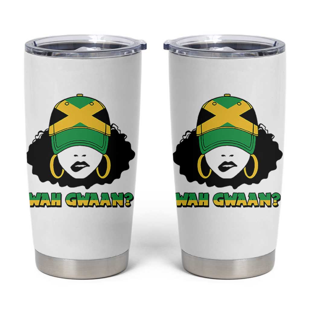 Jamaican Girl Tumbler Cup Wah Gwaan Jamaica Flag - Wonder Print Shop