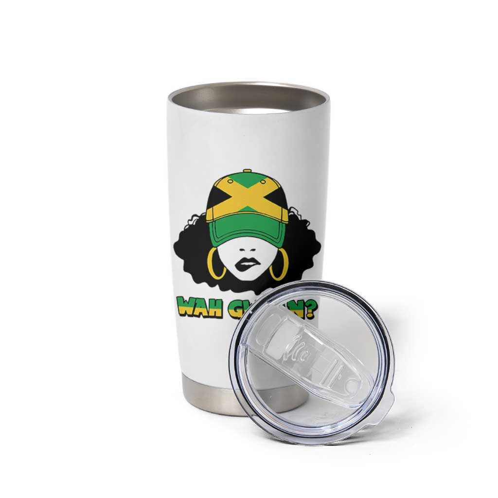 Jamaican Girl Tumbler Cup Wah Gwaan Jamaica Flag - Wonder Print Shop