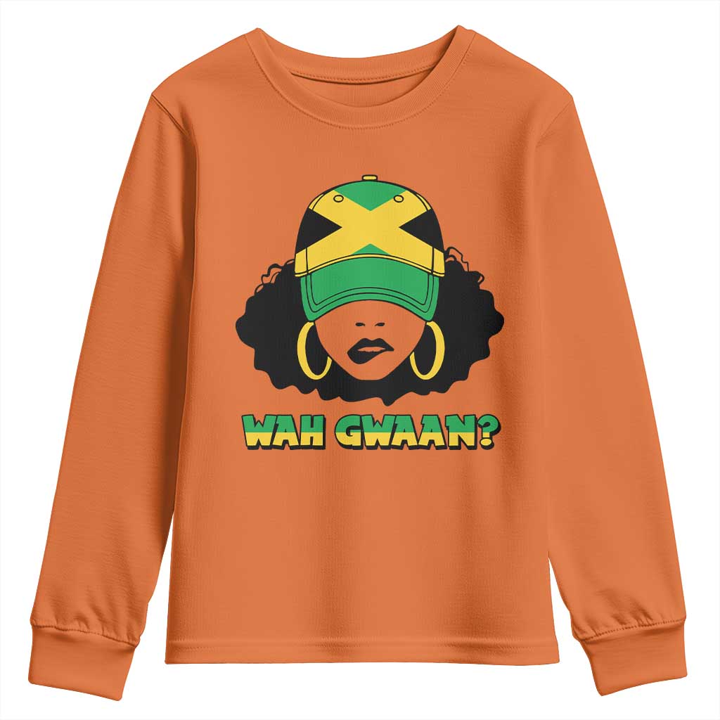 Jamaican Girl Youth Sweatshirt Wah Gwaan Jamaica Flag - Wonder Print Shop