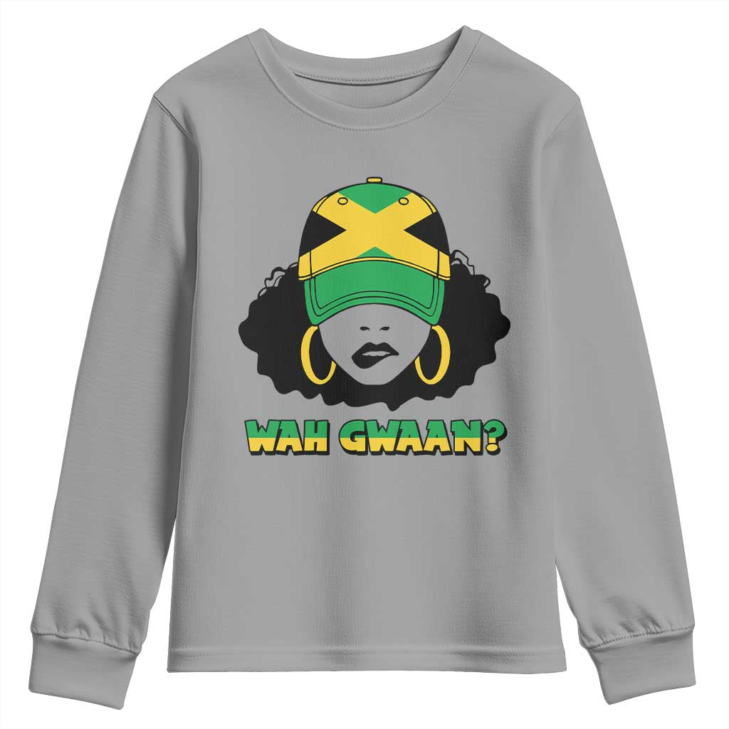 Jamaican Girl Youth Sweatshirt Wah Gwaan Jamaica Flag - Wonder Print Shop