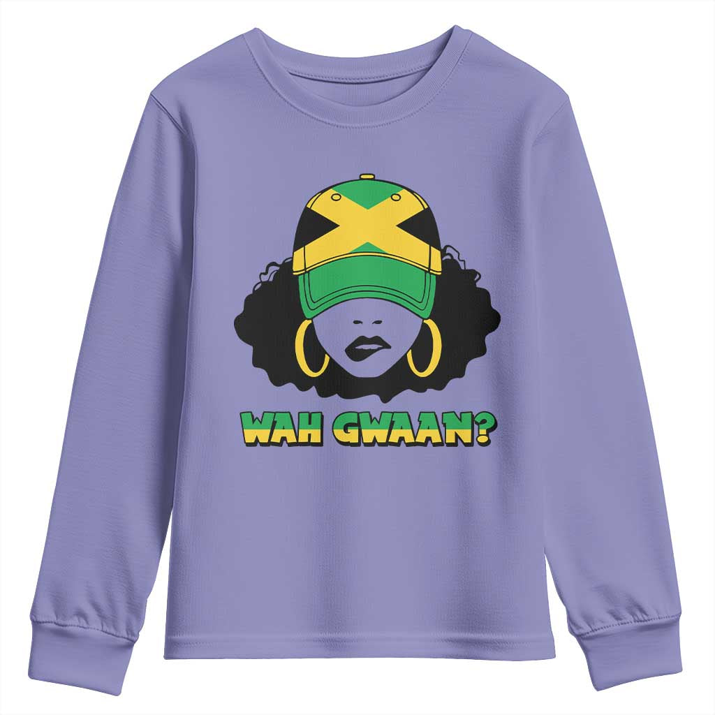 Jamaican Girl Youth Sweatshirt Wah Gwaan Jamaica Flag - Wonder Print Shop