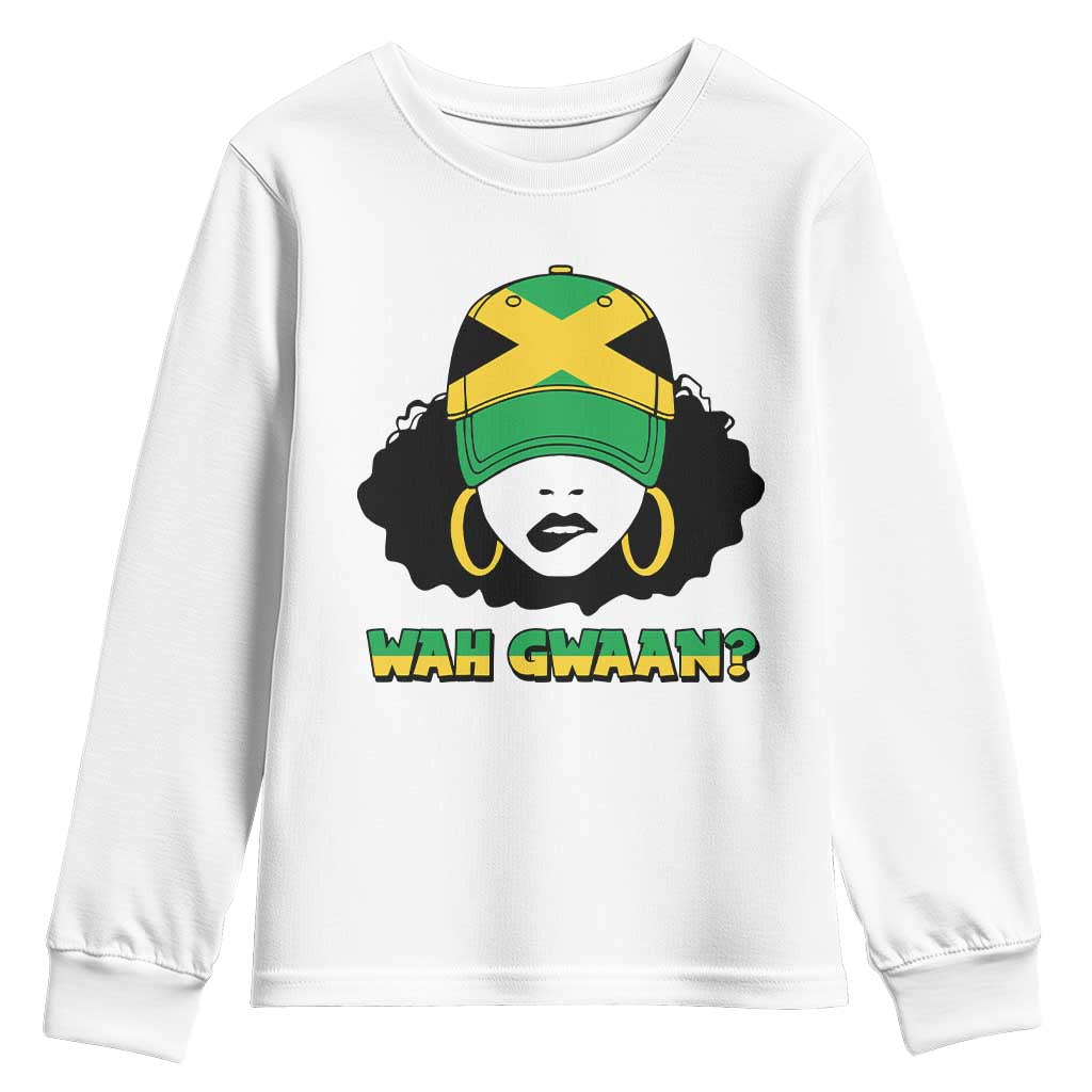 Jamaican Girl Youth Sweatshirt Wah Gwaan Jamaica Flag - Wonder Print Shop