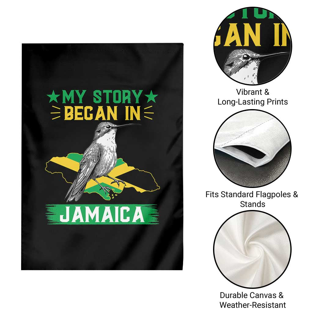 My Story Began In Jamaica Garden Flag Hummingbird Jamaican Flag - Wonder Print Shop