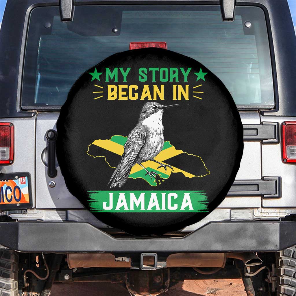 My Story Began In Jamaica Spare Tire Cover Hummingbird Jamaican Flag - Wonder Print Shop