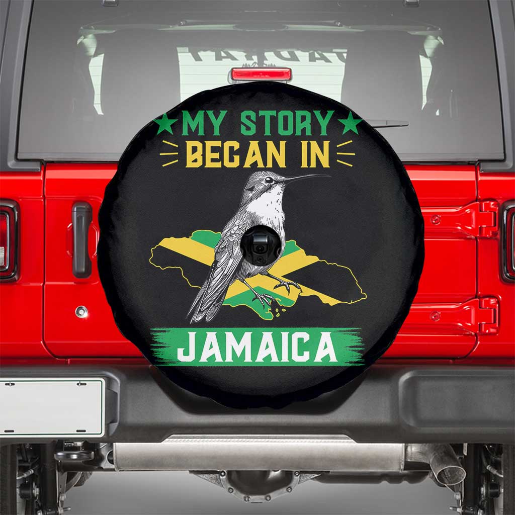 My Story Began In Jamaica Spare Tire Cover Hummingbird Jamaican Flag - Wonder Print Shop