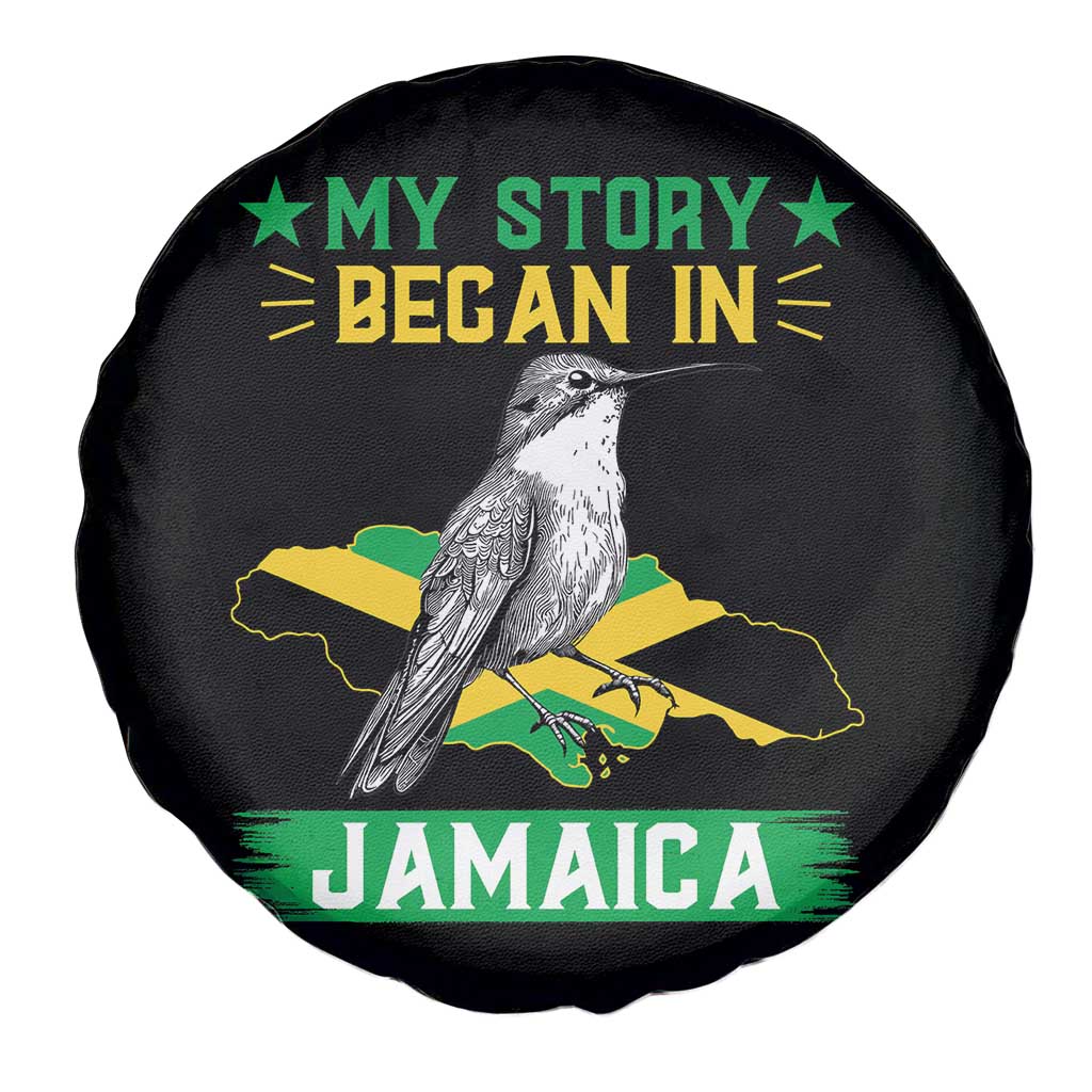My Story Began In Jamaica Spare Tire Cover Hummingbird Jamaican Flag - Wonder Print Shop