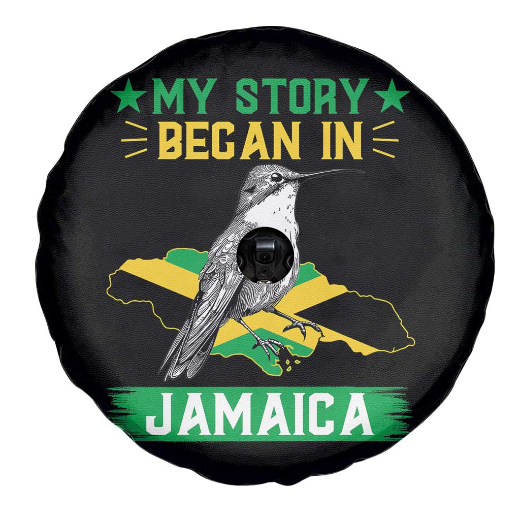 My Story Began In Jamaica Spare Tire Cover Hummingbird Jamaican Flag - Wonder Print Shop