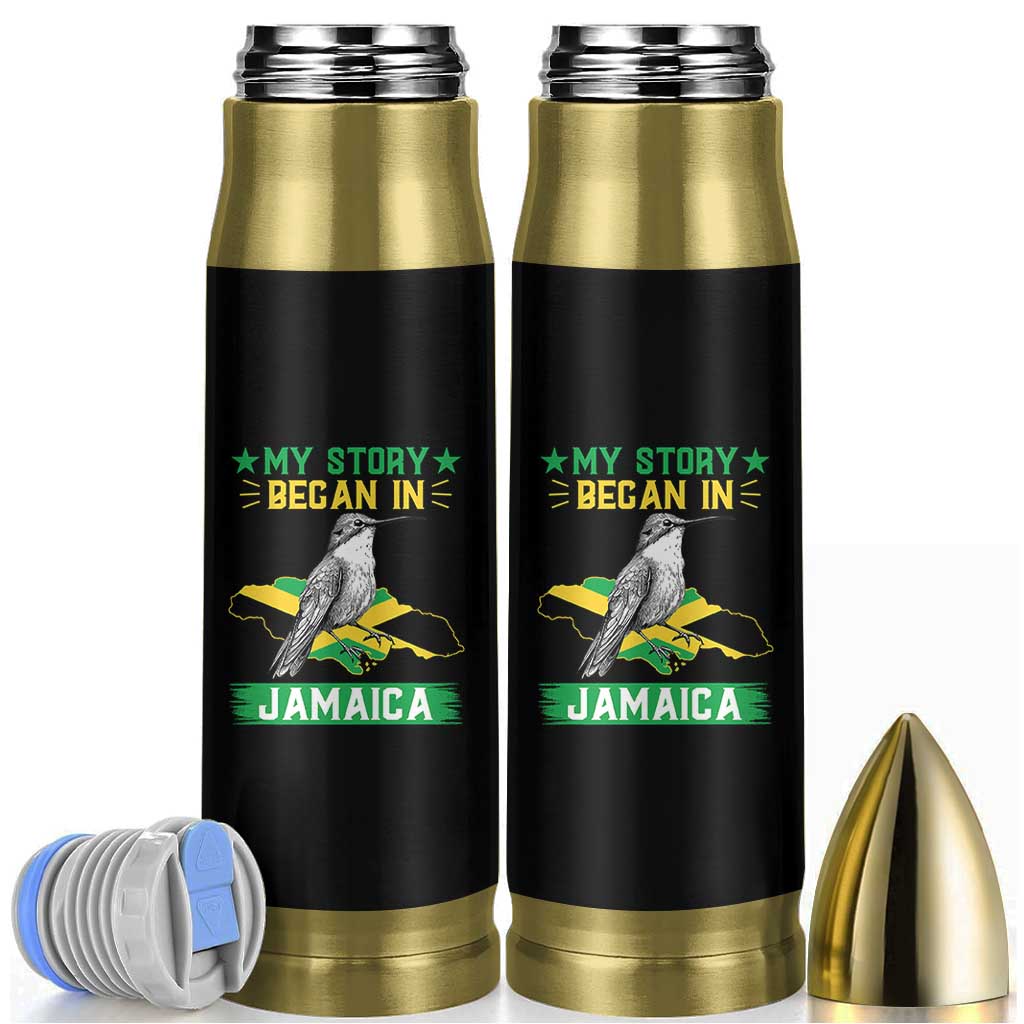 My Story Began In Jamaica Bullet Tumbler Hummingbird Jamaican Flag - Wonder Print Shop