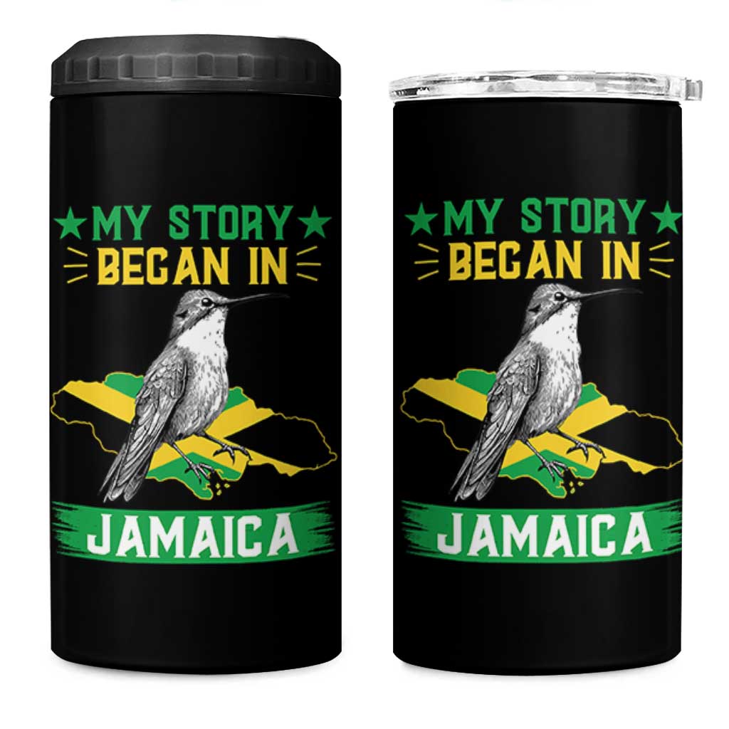 My Story Began In Jamaica 4 in 1 Can Cooler Tumbler Hummingbird Jamaican Flag - Wonder Print Shop