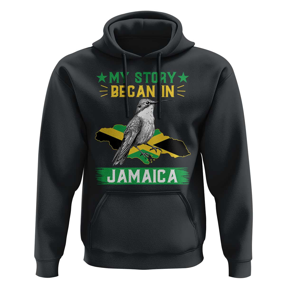 My Story Began In Jamaica Hoodie Hummingbird Jamaican Flag - Wonder Print Shop