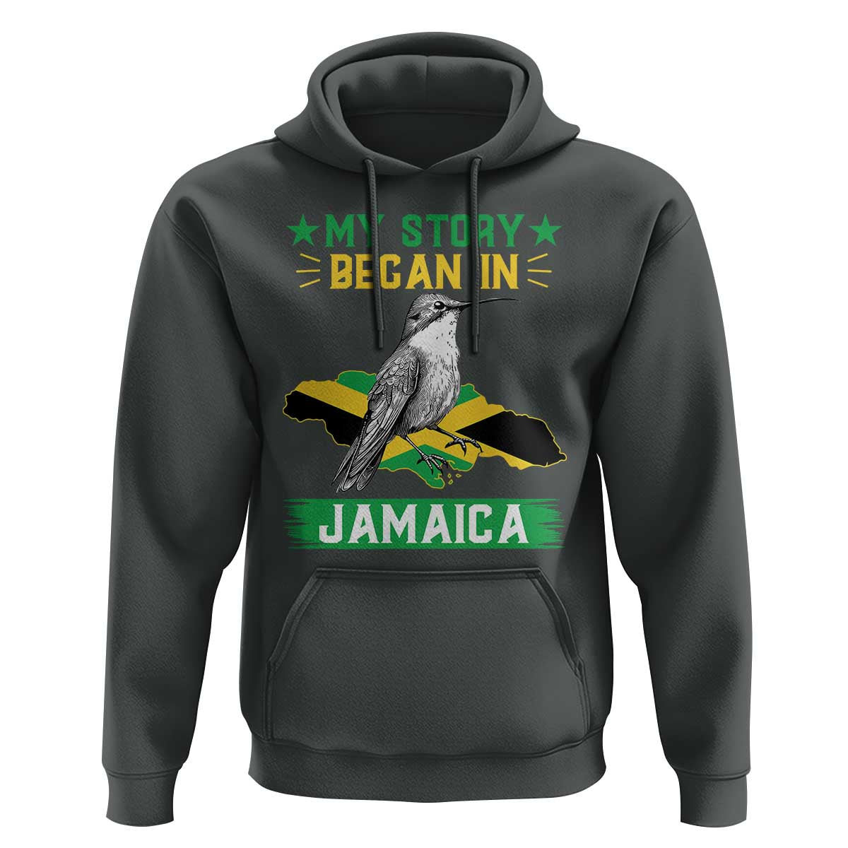 My Story Began In Jamaica Hoodie Hummingbird Jamaican Flag - Wonder Print Shop