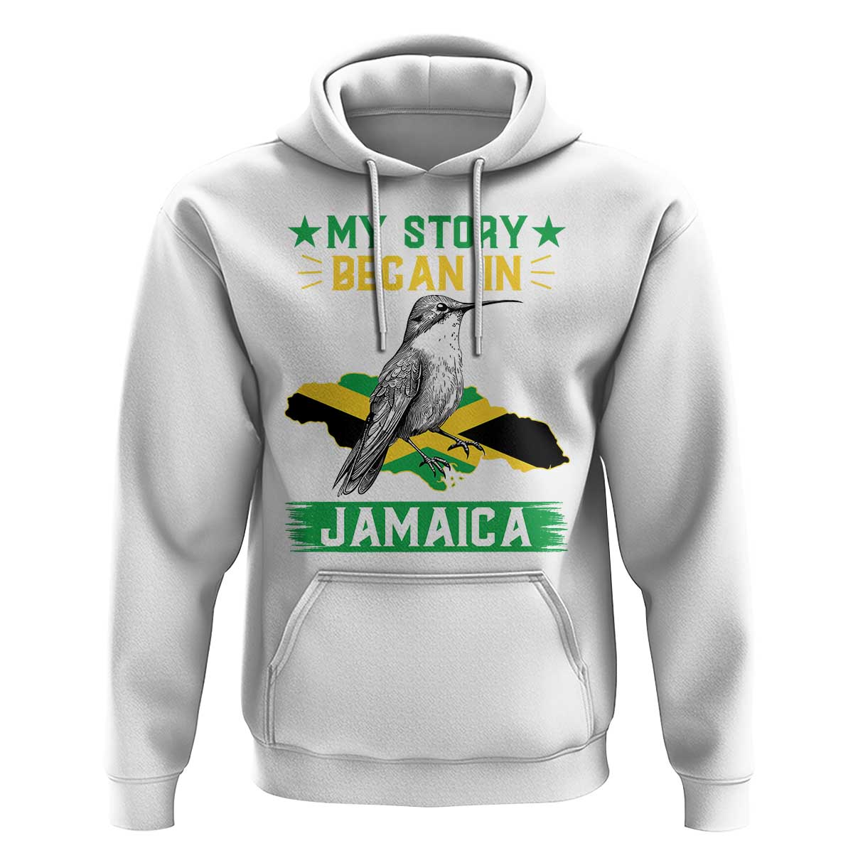 My Story Began In Jamaica Hoodie Hummingbird Jamaican Flag - Wonder Print Shop