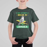 My Story Began In Jamaica T Shirt For Kid Hummingbird Jamaican Flag - Wonder Print Shop