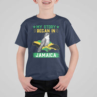 My Story Began In Jamaica T Shirt For Kid Hummingbird Jamaican Flag - Wonder Print Shop