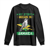 My Story Began In Jamaica Long Sleeve Shirt Hummingbird Jamaican Flag - Wonder Print Shop
