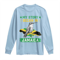 My Story Began In Jamaica Long Sleeve Shirt Hummingbird Jamaican Flag - Wonder Print Shop