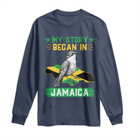 My Story Began In Jamaica Long Sleeve Shirt Hummingbird Jamaican Flag - Wonder Print Shop