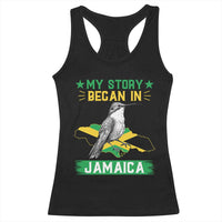 My Story Began In Jamaica Racerback Tank Top Hummingbird Jamaican Flag - Wonder Print Shop