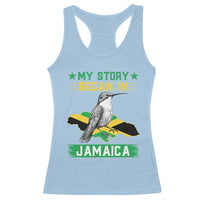 My Story Began In Jamaica Racerback Tank Top Hummingbird Jamaican Flag - Wonder Print Shop