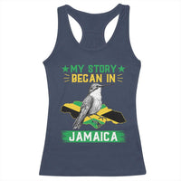 My Story Began In Jamaica Racerback Tank Top Hummingbird Jamaican Flag - Wonder Print Shop