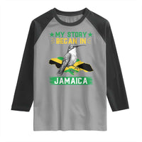 My Story Began In Jamaica Raglan Shirt Hummingbird Jamaican Flag - Wonder Print Shop