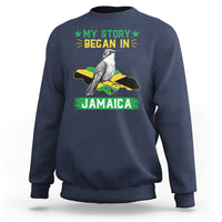 My Story Began In Jamaica Sweatshirt Hummingbird Jamaican Flag - Wonder Print Shop
