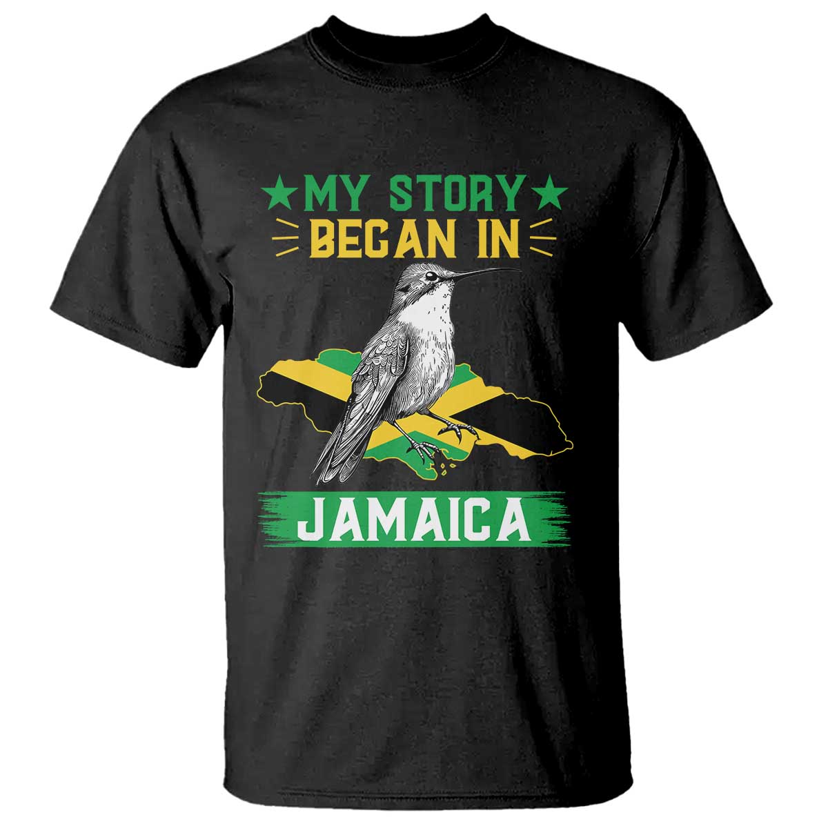 My Story Began In Jamaica T Shirt Hummingbird Jamaican Flag - Wonder Print Shop