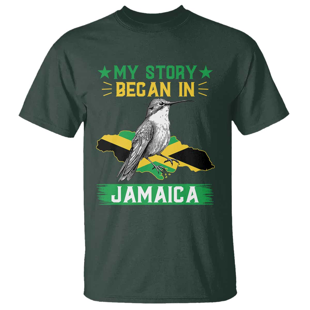 My Story Began In Jamaica T Shirt Hummingbird Jamaican Flag - Wonder Print Shop