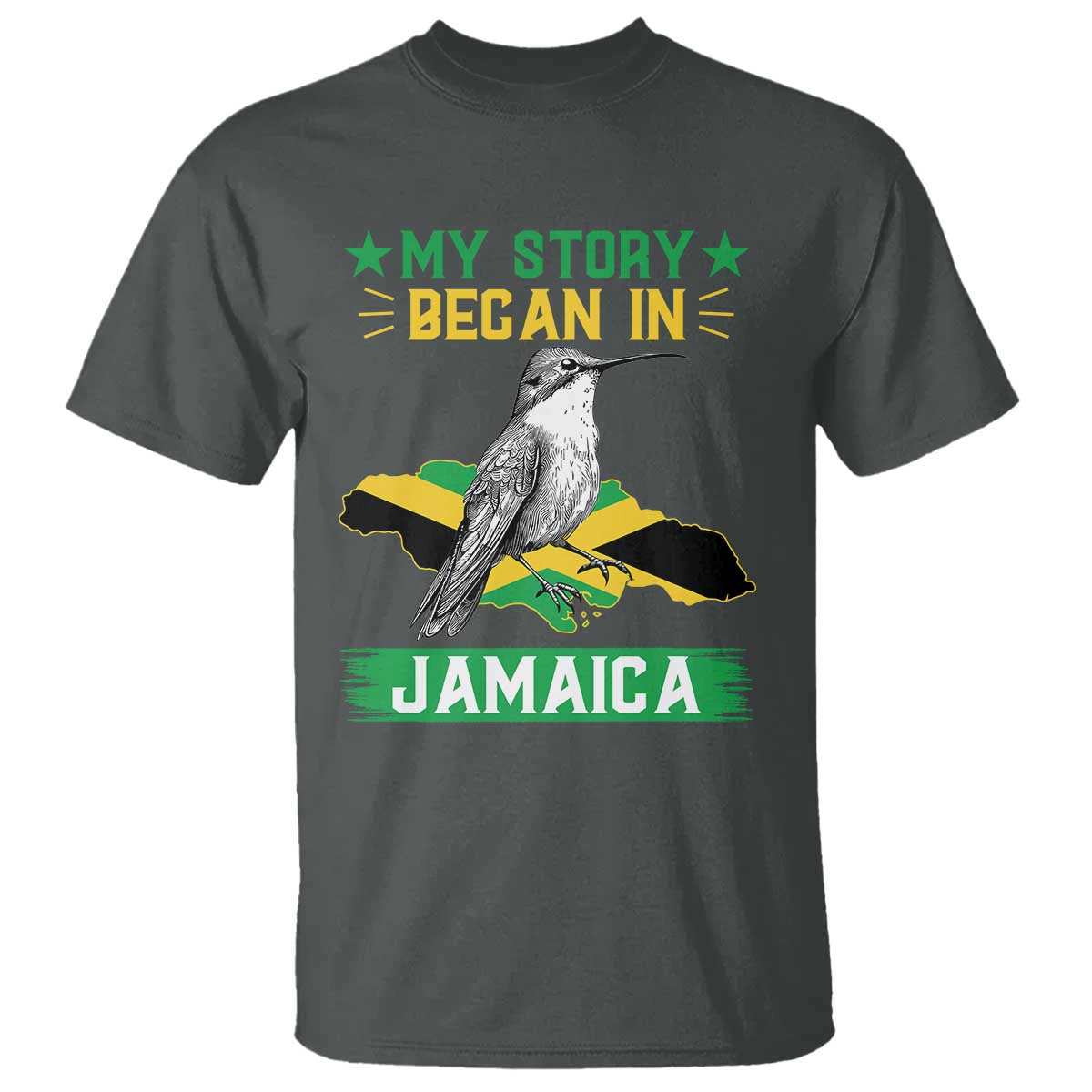 My Story Began In Jamaica T Shirt Hummingbird Jamaican Flag - Wonder Print Shop