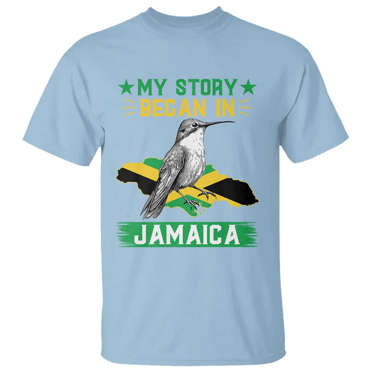 My Story Began In Jamaica T Shirt Hummingbird Jamaican Flag - Wonder Print Shop