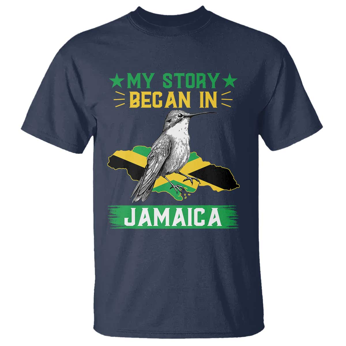 My Story Began In Jamaica T Shirt Hummingbird Jamaican Flag - Wonder Print Shop