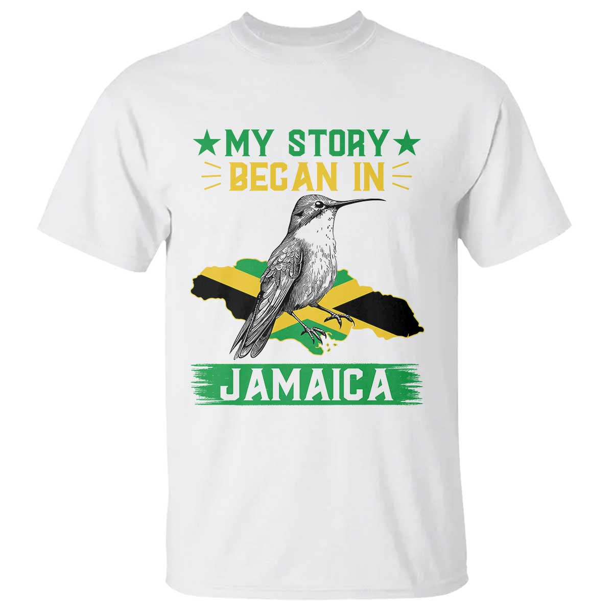 My Story Began In Jamaica T Shirt Hummingbird Jamaican Flag - Wonder Print Shop