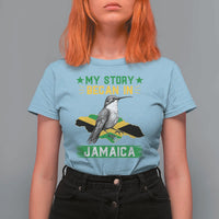 My Story Began In Jamaica T Shirt For Women Hummingbird Jamaican Flag - Wonder Print Shop