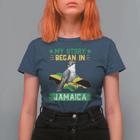 My Story Began In Jamaica T Shirt For Women Hummingbird Jamaican Flag - Wonder Print Shop