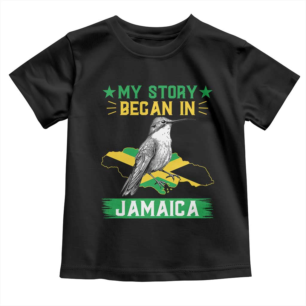 My Story Began In Jamaica Toddler T Shirt Hummingbird Jamaican Flag - Wonder Print Shop