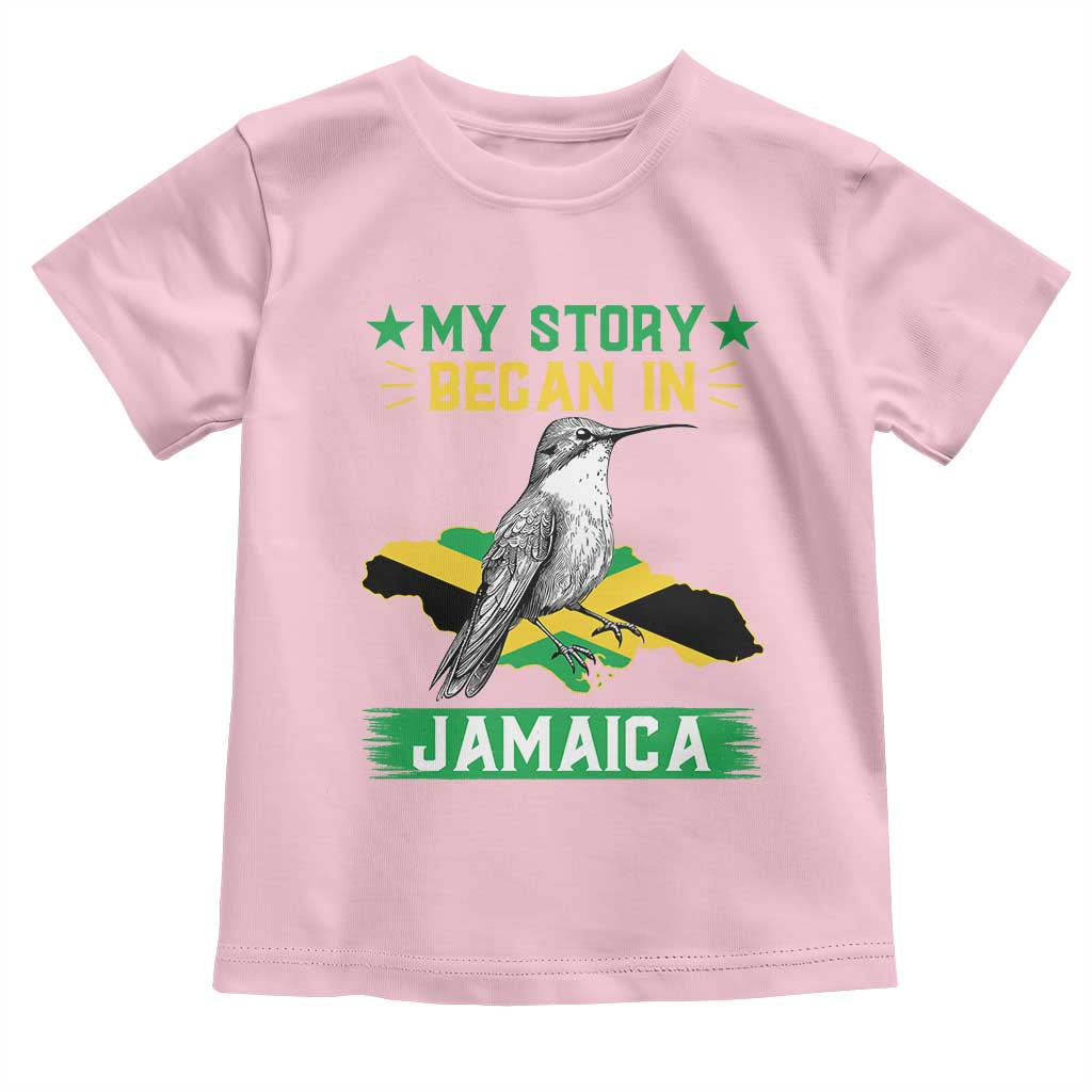 My Story Began In Jamaica Toddler T Shirt Hummingbird Jamaican Flag - Wonder Print Shop