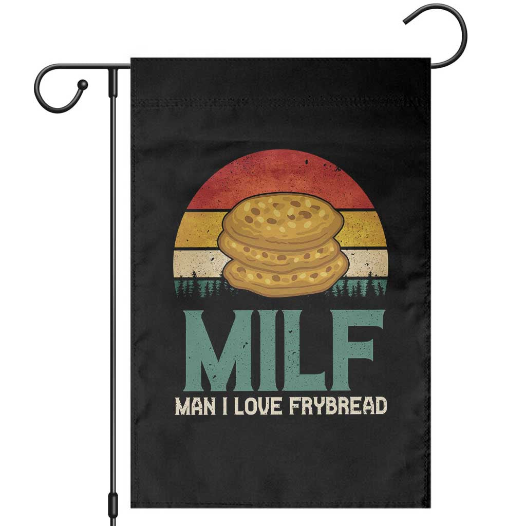 Funny MILF Man I Love Frybread Garden Flag Vintage Retro Sunset Native American Food - Wonder Print Shop
