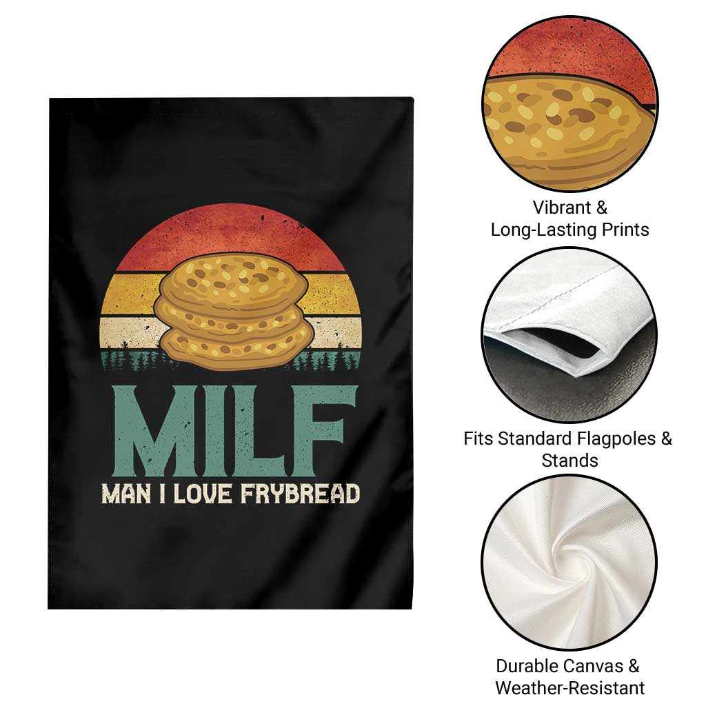 Funny MILF Man I Love Frybread Garden Flag Vintage Retro Sunset Native American Food - Wonder Print Shop