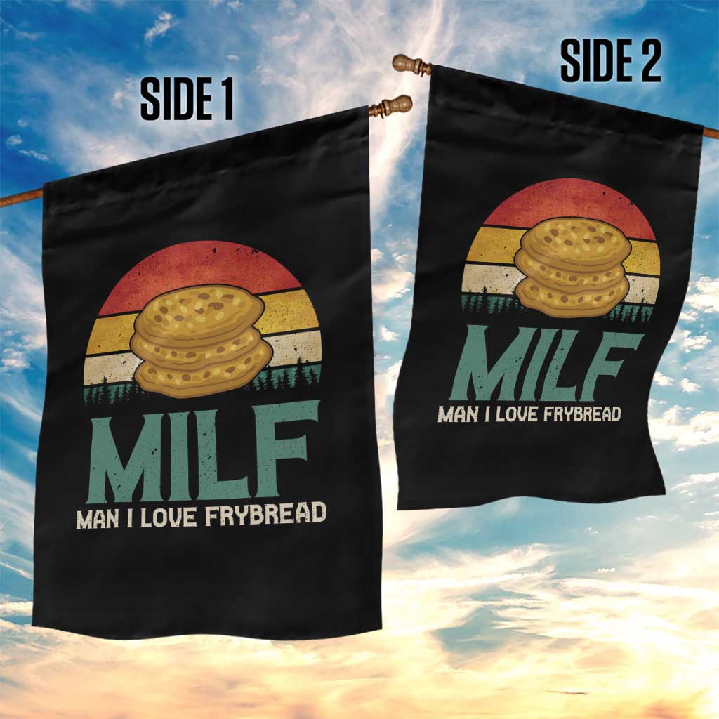 Funny MILF Man I Love Frybread Garden Flag Vintage Retro Sunset Native American Food - Wonder Print Shop