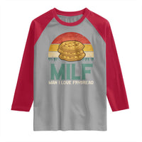 Funny MILF Man I Love Frybread Raglan Shirt Vintage Retro Sunset Native American Food - Wonder Print Shop