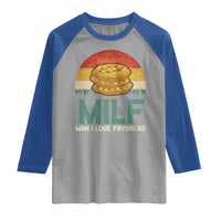 Funny MILF Man I Love Frybread Raglan Shirt Vintage Retro Sunset Native American Food - Wonder Print Shop