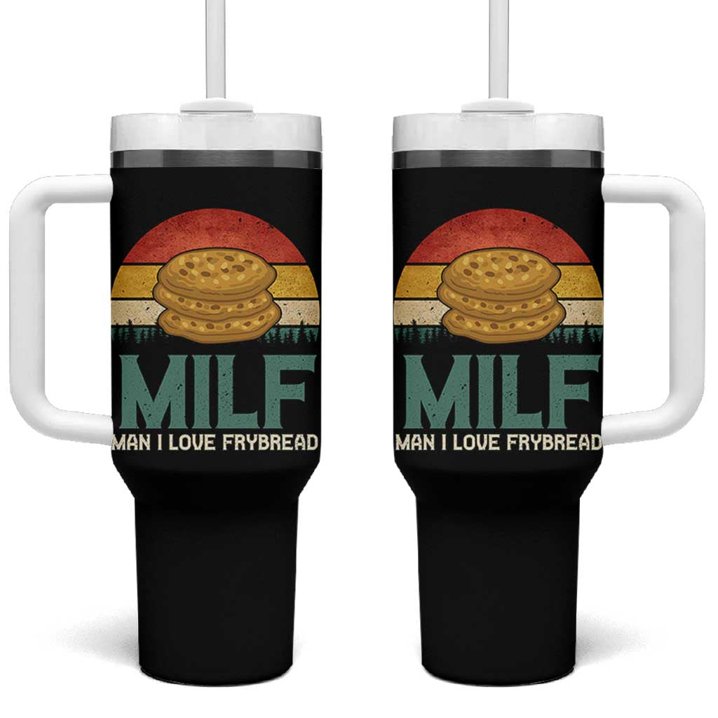 Funny MILF Man I Love Frybread Tumbler With Handle Vintage Retro Sunset Native American Food - Wonder Print Shop