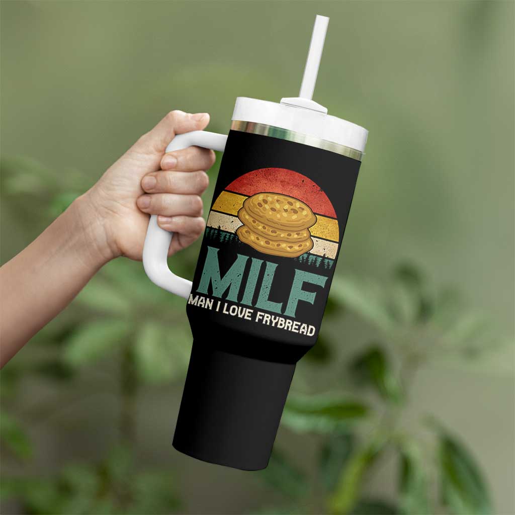Funny MILF Man I Love Frybread Tumbler With Handle Vintage Retro Sunset Native American Food - Wonder Print Shop