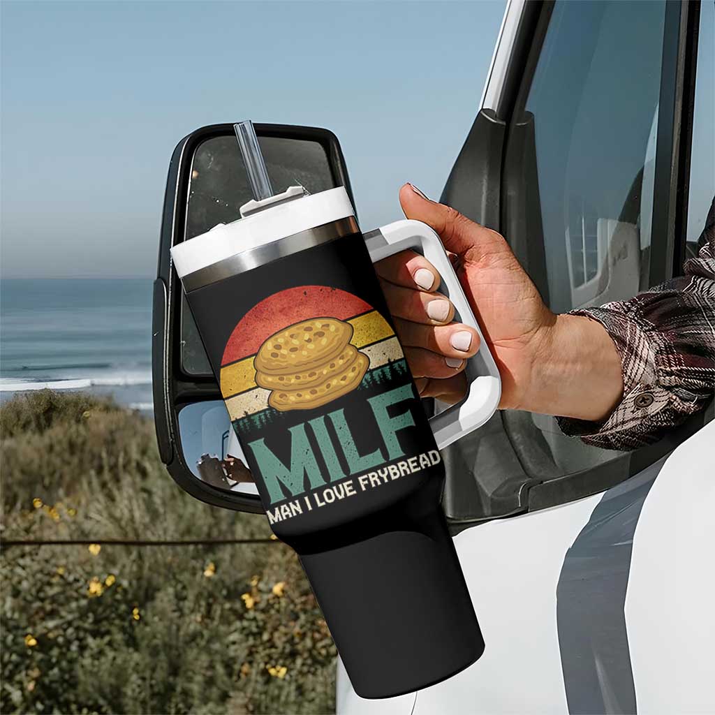 Funny MILF Man I Love Frybread Tumbler With Handle Vintage Retro Sunset Native American Food - Wonder Print Shop