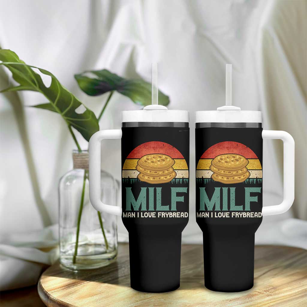 Funny MILF Man I Love Frybread Tumbler With Handle Vintage Retro Sunset Native American Food - Wonder Print Shop