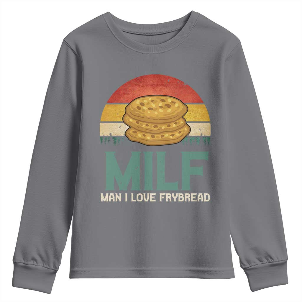 Funny MILF Man I Love Frybread Youth Sweatshirt Vintage Retro Sunset Native American Food - Wonder Print Shop